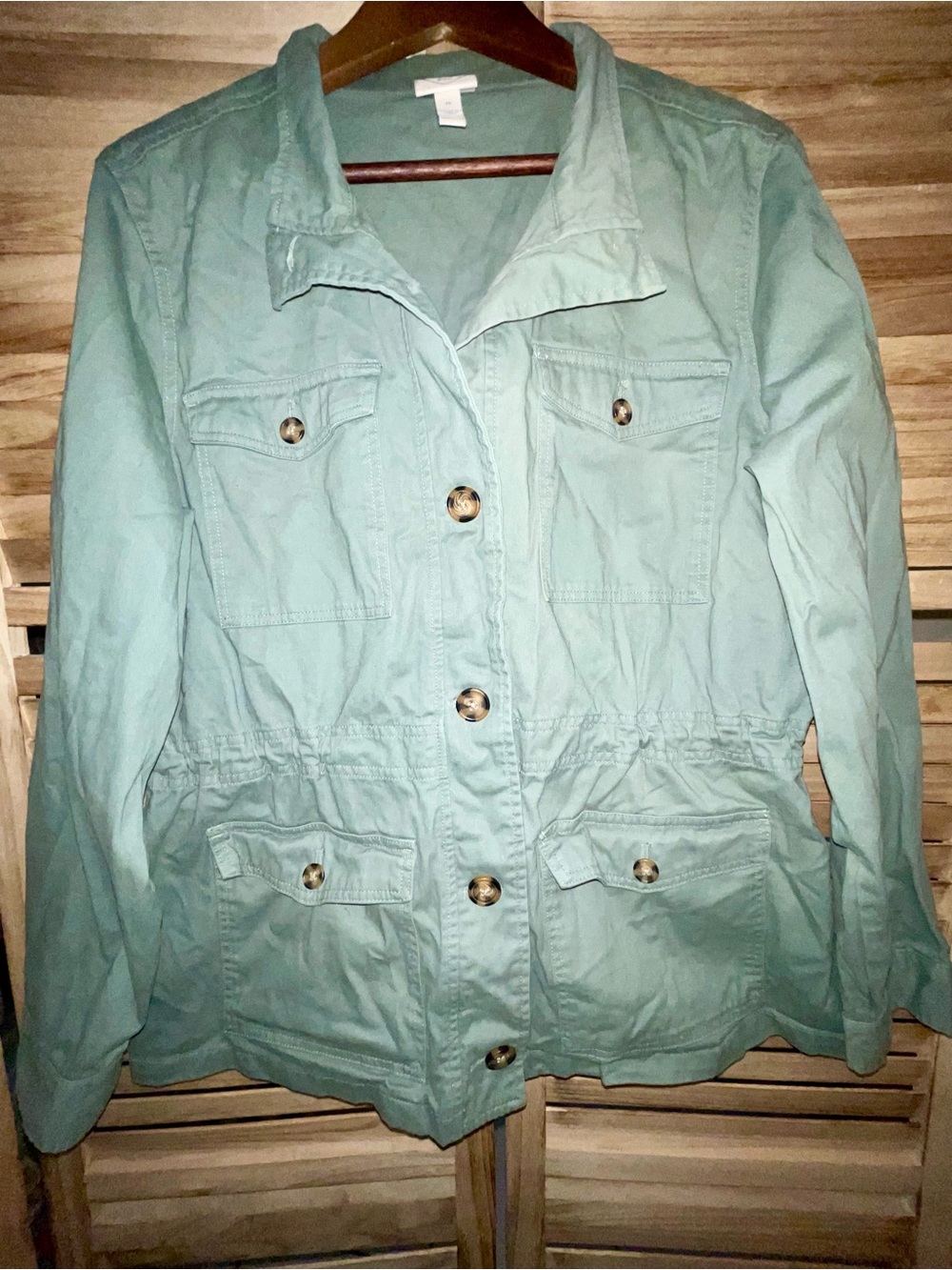 St. John’s Bay Celery Utility Jacket XL Safari Military Cargo Coastal Chic - Picture 2 of 9